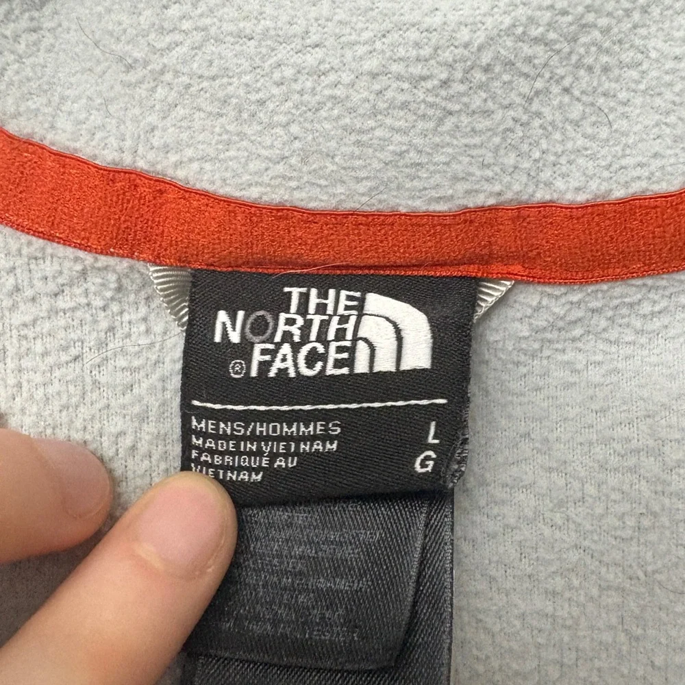The North Face Light Gray and Red Fleece Pullover
